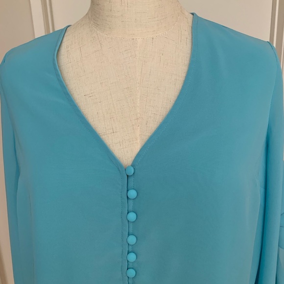 Bar III Ruffle-Sleeve Button-Up Top - Picture 3 of 8